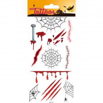 Tatuajes temporales Halloween teleranas y cicatrices Global Gift rojo