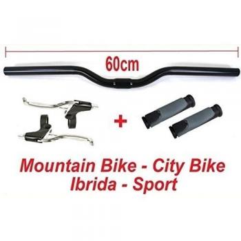 Manillar 60 cm Negro + Palancas Freno + Puños UltraGrip ideal bicicleta Mountain Bike MTB -  - City Bike