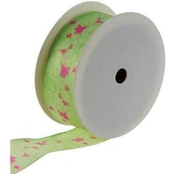 Banda con bordes de alambre - Verde-rosa - 25 mm - 20-M-papel - 43925 62 m 025 025025