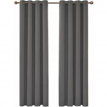 Deconovo Cortinas Opacas con Aislamiento Térmico Cortina para Habitación con Olloas 2 Unidades 140 x 290 cm Gris Claro
