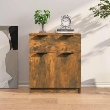 Aparador de madera contrachapada color roble ahumado 60x30x70 cm - Mueble de Almacenaje de Salón, Buffet para salón Moderno, Armario Auxiliar, Armario de Almacenamiento