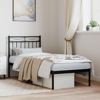 Cabecero de metal negro 75x190 cm con estructura de cama