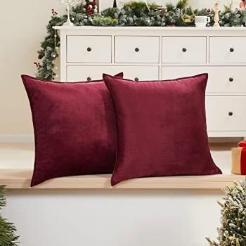 Deconovo Fundas para Cojines de Almohada del Sofá Cubierta Suave Decorativa Protector para Hogar 45 x 45 cm 2 Piezas Rojo Vino