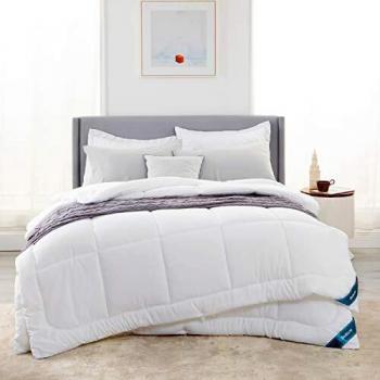 Bedsure Edredón Relleno Nórdico Cama 80 4 Estaciones - Bedding Edredón Reversible Doble 150+300 gr/m² de 135x200 cm Fibra Suave y Antiacaro, Caliente y Cómodo Blanco