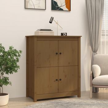 Aparador de madera maciza de pino 83x41,5x100 cm en color marrón miel, mueble de almacenaje para salón, buffet y armario auxiliar