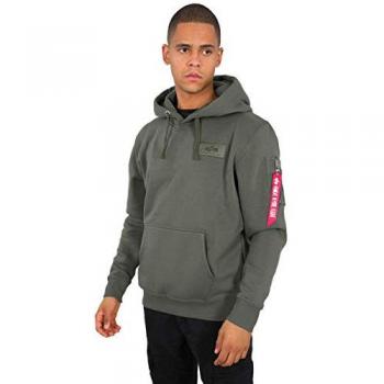 Alpha Industries Men's Olive Green Back Print Hoodie, Size M