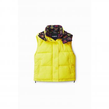 Desigual Stylish Sleeveless Jacket Yellow Female Size M