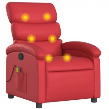 Sillón de masaje reclinable cuero sintético rojo