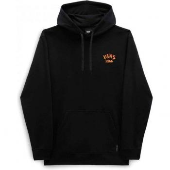 Vans Men's Black Hooded Fleece Sweatshirt with Logo Print and Central Pocket