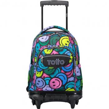 Mochila Totto Renglones escolar con ruedas emojis
