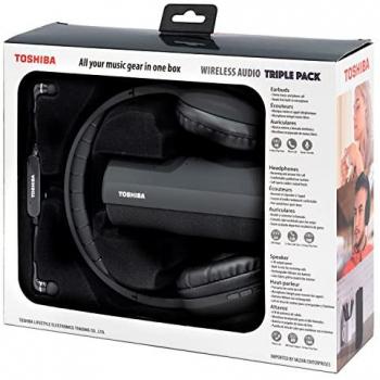 Pack de audio Bluetooth 3 en 1 Toshiba HSP-3P19: auriculares, cascos y altavoz - negro