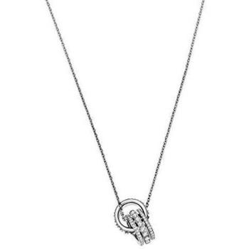 Swarovski Further Pendant, Pavé, Interlocking Loop, White, Rhodium Plated