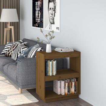 Estantería de madera maciza de pino 60x35x71 cm en colores natural, blanco, gris y marrón miel, mueble de almacenaje para oficina, estudio, sala de estar y dormitorio