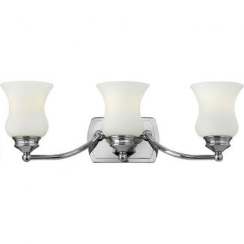 Aplique de baño Constance con 3 bombillas, cromo pulido y cristal opal, IP44, G9