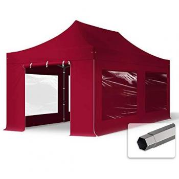 Carpa Plegable 3x6m PREMIUM Acero 40mm con Laterales y Ventanas Panorámicas, Roja
