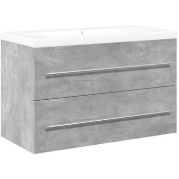 Juego de muebles de baño 2 piezas de hormigón de madera gris multicapa