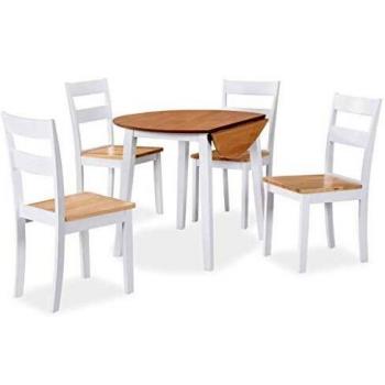 vidaXL Set Comedor 5 Piezas Madera Blanco Mesa Silla Mueble Mobiliario Cocina