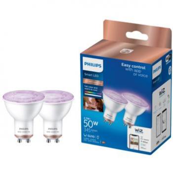 Kit de 2 bombillas LED inteligentes Philips GU10 50W regulables con WiFi y Bluetooth