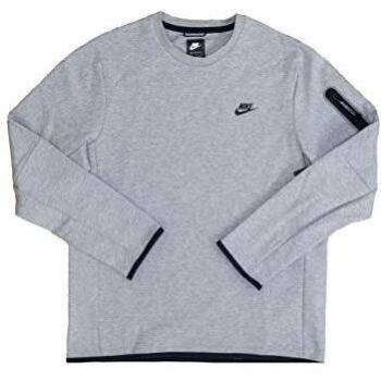 Nike Men's Tech Fleece Crewneck Sweatshirt in Dark Grey Heather/Black, Size L