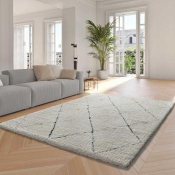 Alfombra Interior Estilo Escandinavo Suave Crema 120x170 cm