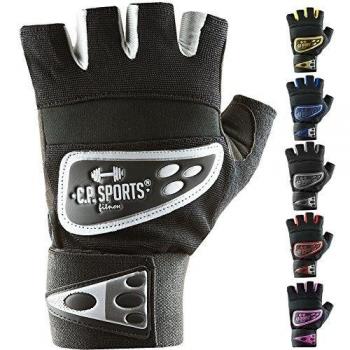 C.P. Sports Trainingshandschuhe Profi Grip Bandagen - Guantes para fitness, color negro / plateado, talla L