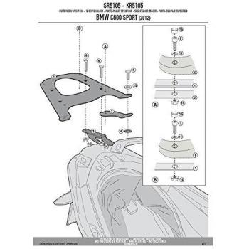 Givi SR5105 Tirante para Monokey Baúl con M5 Placa, Color Negro, Carga Máxima 10 kg