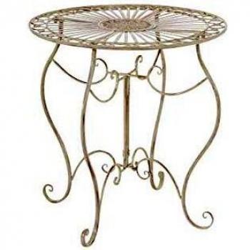 Mesa redonda de exterior CLP Indra para 4 personas en Metal Crema antiguo ø 70 cm