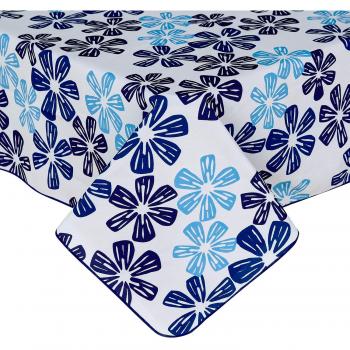 Deconovo Mantel para Mesa de Cocina o Salón con Diseños 130 x 280 cm Azul