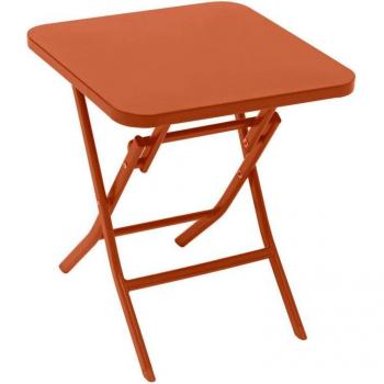 Mesa auxiliar cuadrada plegable de jardín en acero - Ámbar - 40 x 40 x H 45 cm - Línea Greensboro