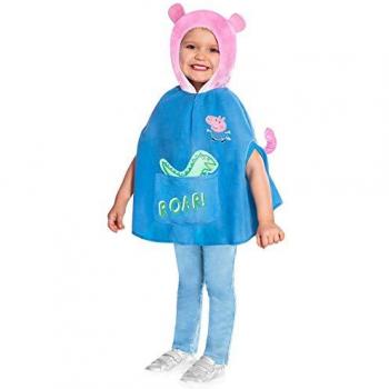 Disfraz de George Peppa Pig para niños (Edad: 4-6 años) - Poncho con capucha azul, unisex