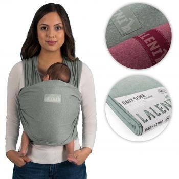 Laleni Fular Portabebes de Algodón Ecológico para Recién Nacidos hasta bebés de 15KG Fabricación Europea, Transpirable, sin Elastano Artificial, Color Verde