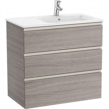Mueble de baño Roca The Gap con 3 cajones y lavabo a la derecha, color Roble City texturizado