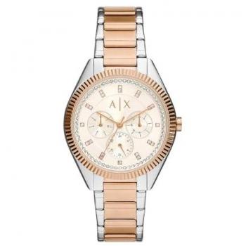 Reloj de mujer Armani Exchange Giacomo AX5662, diseño elegante, esfera plateada, correa de acero inoxidable, resistencia al agua hasta 50 metros, cristal mineral resistente a arañazos