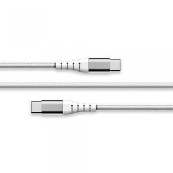 Force Power Lite - Cable de carga reforzado con Nylon trenzado USB C/USB C de 2 metros - blanco