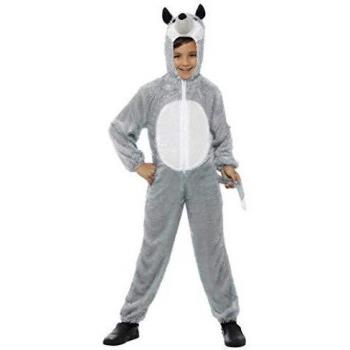 Smiffys-48186 Disfraz de Lobo Gris, Incluye Enterizo con Capucha, Color, S-Edad 4-6 años