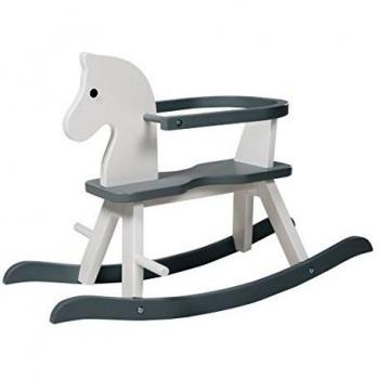 Caballito de Madera Balancín Roba, Blanco y Gris, Evolutivo con Anillo de Protección Desmontable, Recomendado a Partir de 1 Año