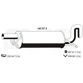 Silenciador trasero ERNST 143073 para Volkswagen Passat B5, 840mm, original