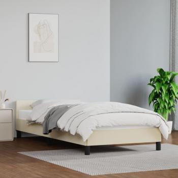 Estructura de cama con cabecero de cuero sintético crema 90x200 cm Vidaxl