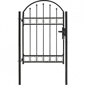 SengentoStyle Tuinpoort met gebogen bovenkant 100x125 cm staal zwart