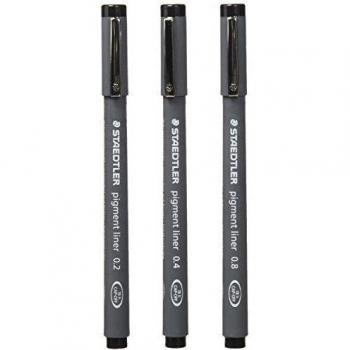 Staedtler 308 WP3 SP. Rotuladores Fineliner Pigment Liner. Estuche con 3 unidades.
