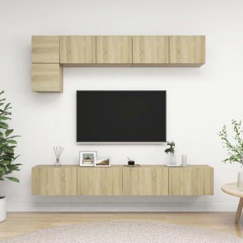 Set de muebles de salón TV 5 piezas madera de ingeniería 100 x 30 x 30 cm, Mueble de Salon, Mueble TV, Mueble Televisor, Mesa de TV, Mueble tele y Muebles de pared de TV