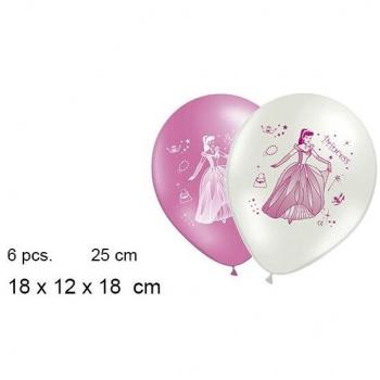 Bolsa Solapa 6 Globos 25cm Princess