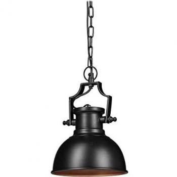 Lámpara Colgante Industrial Pequeña, Estilo Retro-Shabby, E27, Negro, 21 cm - Relaxdays