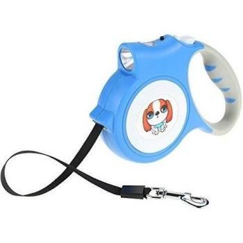 Anself - Correa De Perros Con Led Luz, Retráctil Con Botón De Bloqueo Hasta 5 M, Duradero Hasta 110 lbs