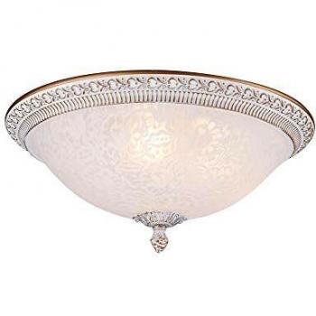 Lámpara de Techo Pascal, 3 Luces E27, Diseño Blanco y Dorado, Ø 35 cm, Cristal y Metal
