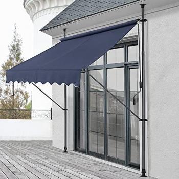 Toldo Articulado Telescópico Pro.tec 150 x 120 cm Azul Oscuro con Armazón de Acero