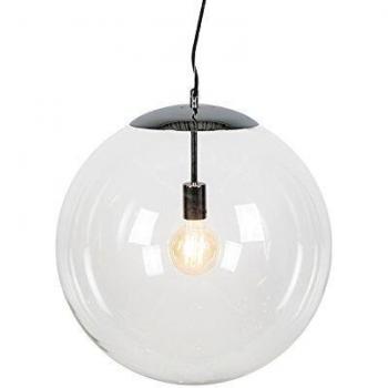 Lámpara colgante escandinava de cristal transparente y cromo - BALL 50