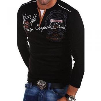 MT Styles - R-0659 - Camiseta de manga larga 2 en 1 - Diseño Ambited - Negro - 3XL