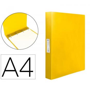 Carpeta Liderpapel 4 Anillas 25 mm Mixtas Polipropileno DIN A4 Amarillo Fluor Opaco