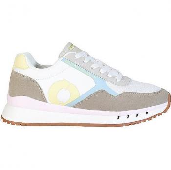 Zapatillas deportivas Ecoalf Sicilia para mujer, cierre de cordones, refuerzo en talón, colores blanco, marrón y amarillo, talla 37